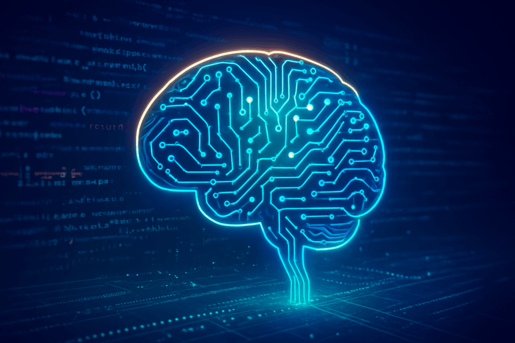 Illustration of a futuristic AI brain representing advanced large language models in 2025.